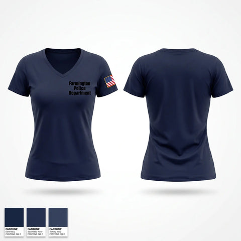 Womens Short Sleeve Vneck Shirt, Farmington Police Department, Police, Teamtime, Team time, sublimation, custom sports apparel, team uniforms, spirit wear, spiritwear, sports uniforms, custom shirts, team store, custom team store, fundraiser sports, apparel fundraiser