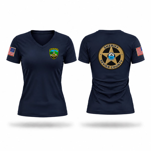 Womens Short Sleeve Vneck Shirt, Sevier County, Police, Teamtime, Team time, sublimation, custom sports apparel, team uniforms, spirit wear, spiritwear, sports uniforms, custom shirts, team store, custom team store, fundraiser sports, apparel fundraiser