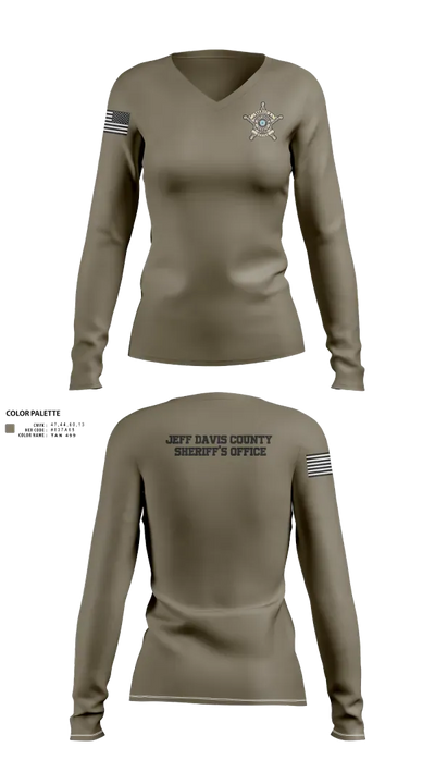 Jeff Davis County Sheriff’s Office 26513372 Women's Long Sleeve V-neck Shirt - 22