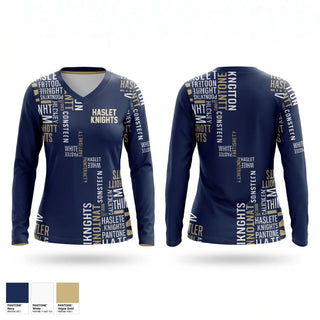 Womens Long Sleeve Vneck Shirt, Haslet Knights, Baseball, Teamtime, Team time, sublimation, custom sports apparel, team uniforms, spirit wear, spiritwear, sports uniforms, custom shirts, team store, custom team store, fundraiser sports, apparel fundraiser