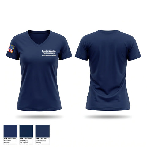 Womens Short Sleeve Vneck Shirt, Benedict Volunteer Fire Department and Rescue Squad, Fire Department, Teamtime, Team time, sublimation, custom sports apparel, team uniforms, spirit wear, spiritwear, sports uniforms, custom shirts, team store, custom team store, fundraiser sports, apparel fundraiser