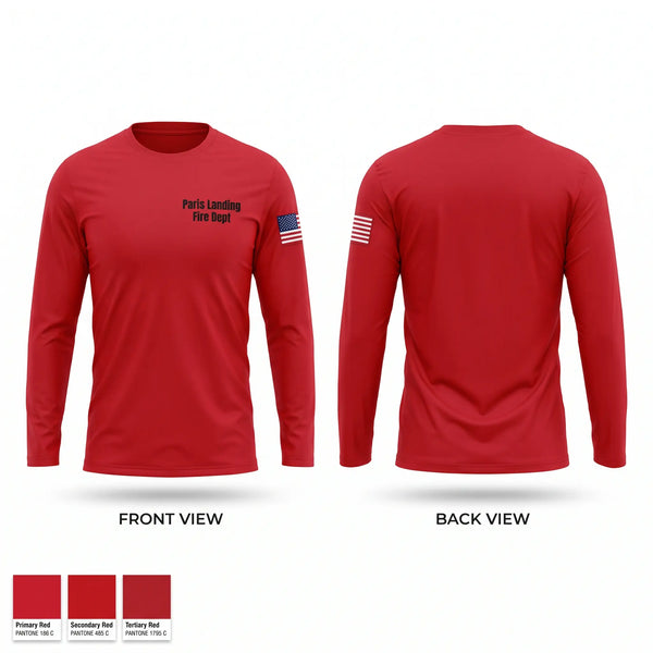 Long Sleeve Performance Shirt, Paris Landing Fire Dept, Fire Department, Teamtime, Team time, sublimation, custom sports apparel, team uniforms, spirit wear, spiritwear, sports uniforms, custom shirts, team store, custom team store, fundraiser sports, apparel fundraiser