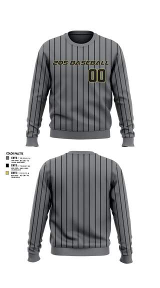 Crew Neck Sweatshirt, The 205 Baseball, Baseball, Teamtime, Team time, sublimation, custom sports apparel, team uniforms, spirit wear, spiritwear, sports uniforms, custom shirts, team store, custom team store, fundraiser sports, apparel fundraiser