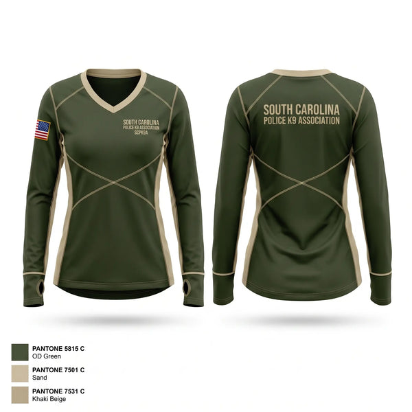 Womens Long Sleeve Vneck Shirt, South Carolina Police K9 Association, Police, Teamtime, Team time, sublimation, custom sports apparel, team uniforms, spirit wear, spiritwear, sports uniforms, custom shirts, team store, custom team store, fundraiser sports, apparel fundraiser