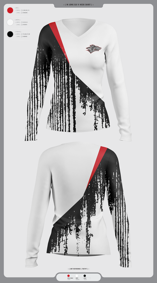 Womens Long Sleeve Vneck Shirt, Reed City Cheer, Cheer, Teamtime, Team time, sublimation, custom sports apparel, team uniforms, spirit wear, spiritwear, sports uniforms, custom shirts, team store, custom team store, fundraiser sports, apparel fundraiser