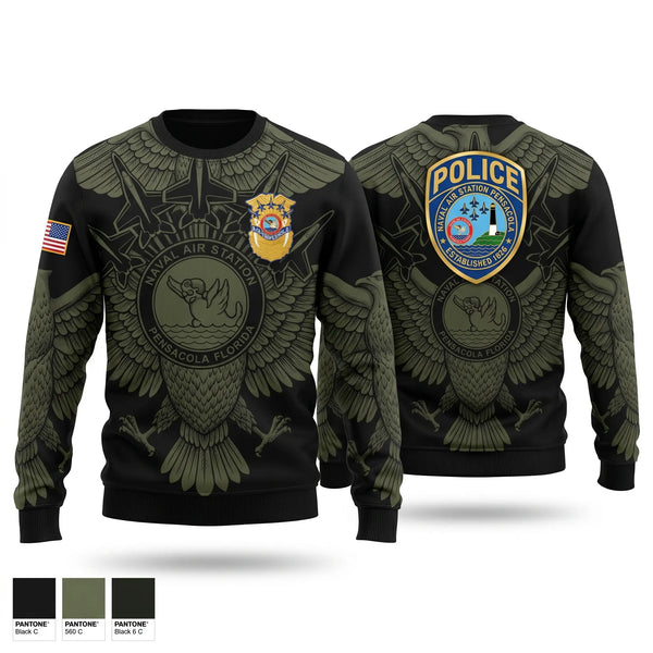 Crew Neck Sweatshirt, NAS Pensacola Police / Security Forces, Navy, Teamtime, Team time, sublimation, custom sports apparel, team uniforms, spirit wear, spiritwear, sports uniforms, custom shirts, team store, custom team store, fundraiser sports, apparel fundraiser