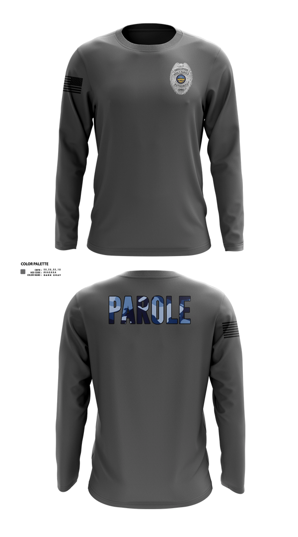 Long Sleeve Performance Shirt, Adult Parole Authority, Police, Teamtime, Team time, sublimation, custom sports apparel, team uniforms, spirit wear, spiritwear, sports uniforms, custom shirts, team store, custom team store, fundraiser sports, apparel fundraiser