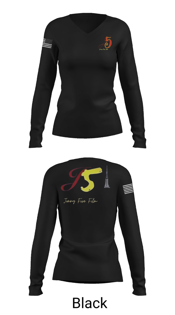 Womens Long Sleeve Vneck Shirt, Jonny Five Film, , Teamtime, Team time, sublimation, custom sports apparel, team uniforms, spirit wear, spiritwear, sports uniforms, custom shirts, team store, custom team store, fundraiser sports, apparel fundraiser