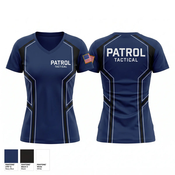 Womens Short Sleeve Vneck Shirt, Patrol, Police, Teamtime, Team time, sublimation, custom sports apparel, team uniforms, spirit wear, spiritwear, sports uniforms, custom shirts, team store, custom team store, fundraiser sports, apparel fundraiser