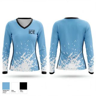 Womens Long Sleeve Vneck Shirt, New Mexico I.C.E, Softball, Teamtime, Team time, sublimation, custom sports apparel, team uniforms, spirit wear, spiritwear, sports uniforms, custom shirts, team store, custom team store, fundraiser sports, apparel fundraiser