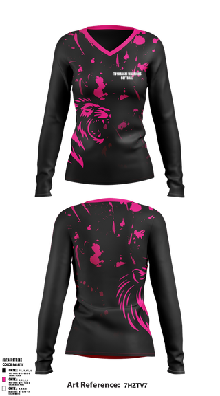 Womens Long Sleeve Vneck Shirt, Toyohashi warriors, Softball, Teamtime, Team time, sublimation, custom sports apparel, team uniforms, spirit wear, spiritwear, sports uniforms, custom shirts, team store, custom team store, fundraiser sports, apparel fundraiser