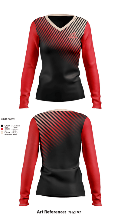 Turner Middle School 627017 Women's Long Sleeve V-neck Shirt - 1