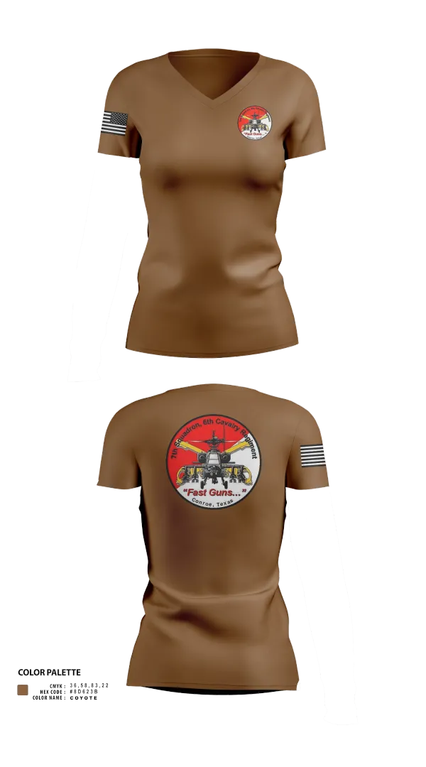 Womens Short Sleeve Vneck Shirt, 7th Squadron, Sixth Cavalry Regiment, , Teamtime, Team time, sublimation, custom sports apparel, team uniforms, spirit wear, spiritwear, sports uniforms, custom shirts, team store, custom team store, fundraiser sports, apparel fundraiser