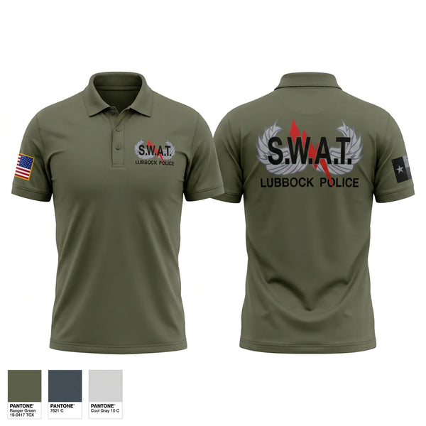 Short Sleeve Performance Polo, Lubbock SWAT, Police, Teamtime, Team time, sublimation, custom sports apparel, team uniforms, spirit wear, spiritwear, sports uniforms, custom shirts, team store, custom team store, fundraiser sports, apparel fundraiser