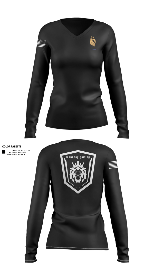 Womens Long Sleeve Vneck Shirt, MANAMAY, Police, Teamtime, Team time, sublimation, custom sports apparel, team uniforms, spirit wear, spiritwear, sports uniforms, custom shirts, team store, custom team store, fundraiser sports, apparel fundraiser
