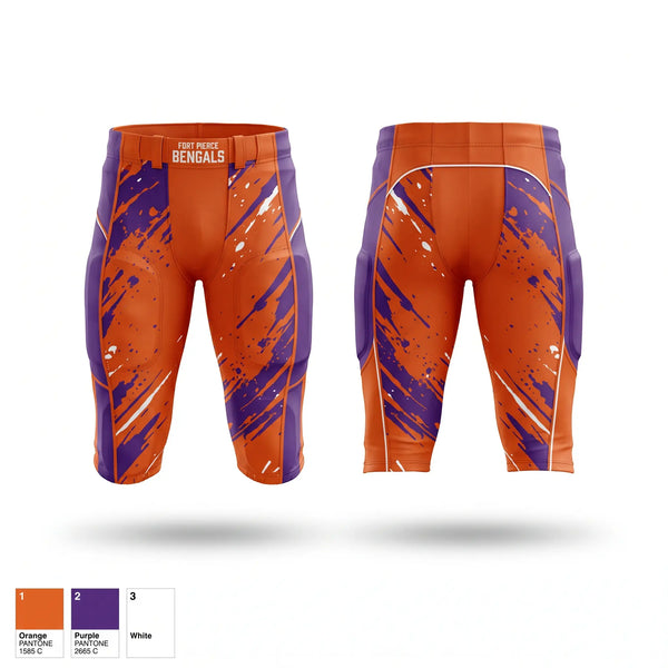 Integrated Football Pants, Fort Pierce Bengals, , Teamtime, Team time, sublimation, custom sports apparel, team uniforms, spirit wear, spiritwear, sports uniforms, custom shirts, team store, custom team store, fundraiser sports, apparel fundraiser