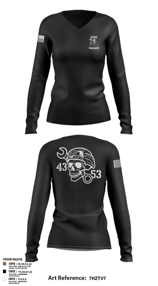 Womens Long Sleeve Vneck Shirt, 4-3 AHB, , Teamtime, Team time, sublimation, custom sports apparel, team uniforms, spirit wear, spiritwear, sports uniforms, custom shirts, team store, custom team store, fundraiser sports, apparel fundraiser