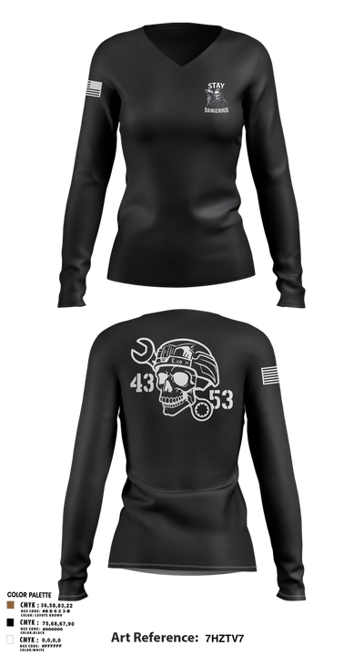 4-3 AHB 47022707 Women's Long Sleeve V-neck Shirt - 3