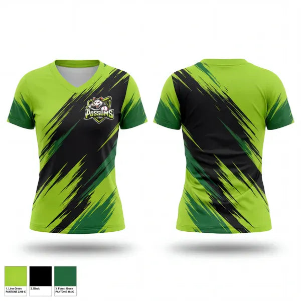 Womens Short Sleeve Vneck Shirt, Possums, Baseball, Teamtime, Team time, sublimation, custom sports apparel, team uniforms, spirit wear, spiritwear, sports uniforms, custom shirts, team store, custom team store, fundraiser sports, apparel fundraiser