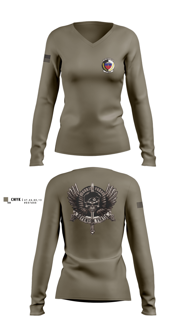 Women's Long Sleeve Vneck Shirt, 27 SOSFS, Air Force, Teamtime, Team time, sublimation, custom sports apparel, team uniforms, spirit wear, spiritwear, sports uniforms, custom shirts, team store, custom team store, fundraiser sports, apparel fundraiser