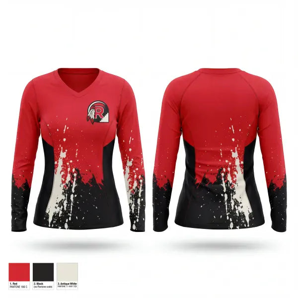 Womens Long Sleeve Vneck Shirt, Rahway High School Tennis, Tennis, Teamtime, Team time, sublimation, custom sports apparel, team uniforms, spirit wear, spiritwear, sports uniforms, custom shirts, team store, custom team store, fundraiser sports, apparel fundraiser