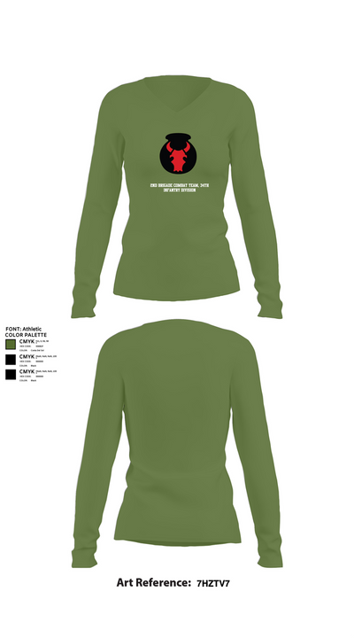 2nd Brigade Combat Team, 34th Infantry Division 70641214 Women's Long Sleeve V-neck Shirt - 40