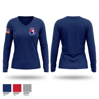 Womens Long Sleeve Vneck Shirt, Huskie Battalion, Army, Teamtime, Team time, sublimation, custom sports apparel, team uniforms, spirit wear, spiritwear, sports uniforms, custom shirts, team store, custom team store, fundraiser sports, apparel fundraiser