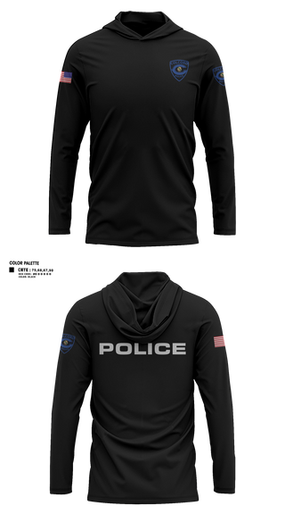 Long Sleeve Performance Shirt with hood, Colcord Police Dept, , Teamtime, Team time, sublimation, custom sports apparel, team uniforms, spirit wear, spiritwear, sports uniforms, custom shirts, team store, custom team store, fundraiser sports, apparel fundraiser