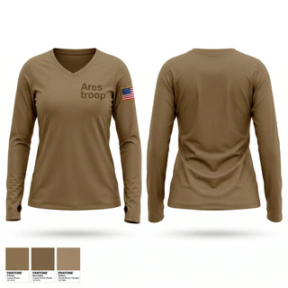Womens Long Sleeve Vneck Shirt, Ares troop, Army, Teamtime, Team time, sublimation, custom sports apparel, team uniforms, spirit wear, spiritwear, sports uniforms, custom shirts, team store, custom team store, fundraiser sports, apparel fundraiser