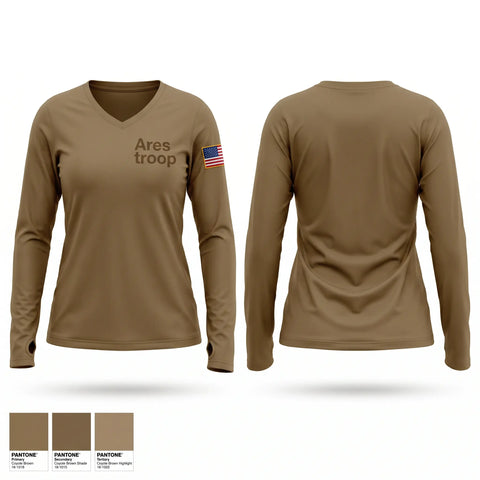 Womens Long Sleeve Vneck Shirt, Ares troop, Army, Teamtime, Team time, sublimation, custom sports apparel, team uniforms, spirit wear, spiritwear, sports uniforms, custom shirts, team store, custom team store, fundraiser sports, apparel fundraiser