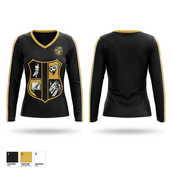 Womens Long Sleeve Vneck Shirt, Wenonah Lady Dragons Soccer, Women's Soccer, Teamtime, Team time, sublimation, custom sports apparel, team uniforms, spirit wear, spiritwear, sports uniforms, custom shirts, team store, custom team store, fundraiser sports, apparel fundraiser