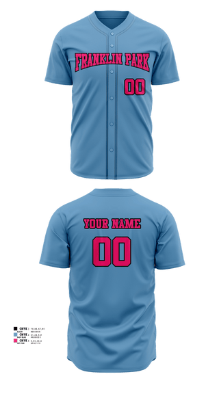 Full Button Baseball Jersey, Franklin Park Vipers, Baseball, Teamtime, Team time, sublimation, custom sports apparel, team uniforms, spirit wear, spiritwear, sports uniforms, custom shirts, team store, custom team store, fundraiser sports, apparel fundraiser