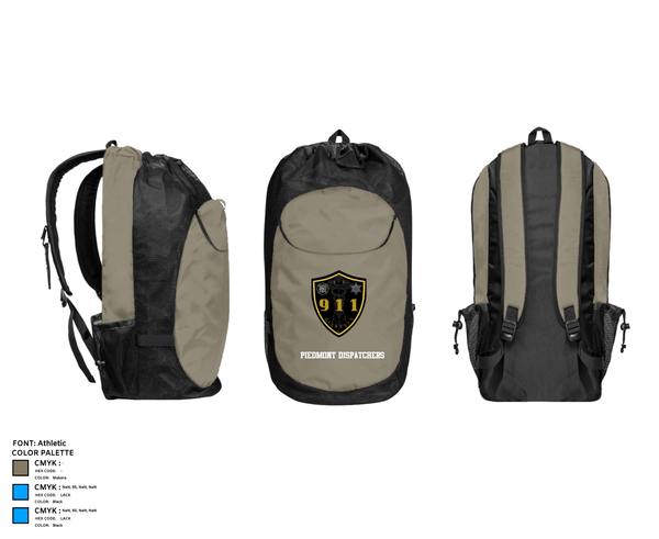 Gear Bag, Piedmont Dispatchers, Fire Department, Teamtime, Team time, sublimation, custom sports apparel, team uniforms, spirit wear, spiritwear, sports uniforms, custom shirts, team store, custom team store, fundraiser sports, apparel fundraiser