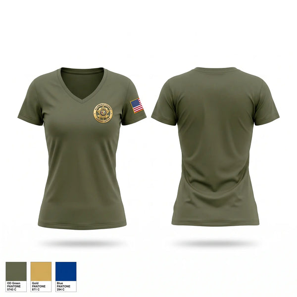 Womens Short Sleeve Vneck Shirt, Allendale County Sheriff’s Office, Police, Teamtime, Team time, sublimation, custom sports apparel, team uniforms, spirit wear, spiritwear, sports uniforms, custom shirts, team store, custom team store, fundraiser sports, apparel fundraiser