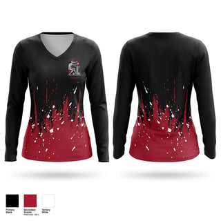 Womens Long Sleeve Vneck Shirt, Crooksville Ceramics, , Teamtime, Team time, sublimation, custom sports apparel, team uniforms, spirit wear, spiritwear, sports uniforms, custom shirts, team store, custom team store, fundraiser sports, apparel fundraiser