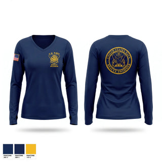 Womens Long Sleeve Vneck Shirt, US Navy Rescue Swimmer, Navy, Teamtime, Team time, sublimation, custom sports apparel, team uniforms, spirit wear, spiritwear, sports uniforms, custom shirts, team store, custom team store, fundraiser sports, apparel fundraiser