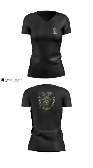 Womens Short Sleeve Vneck Shirt, Roanoke SWAT, Police, Teamtime, Team time, sublimation, custom sports apparel, team uniforms, spirit wear, spiritwear, sports uniforms, custom shirts, team store, custom team store, fundraiser sports, apparel fundraiser