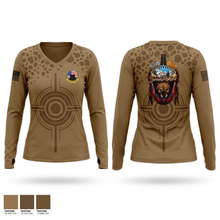 Womens Long Sleeve Vneck Shirt, USS SOUTH DAKOTA, Navy, Teamtime, Team time, sublimation, custom sports apparel, team uniforms, spirit wear, spiritwear, sports uniforms, custom shirts, team store, custom team store, fundraiser sports, apparel fundraiser
