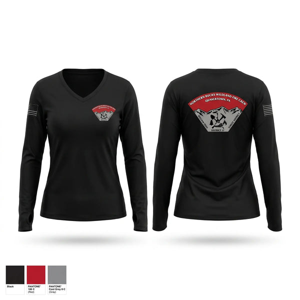 Womens Long Sleeve Vneck Shirt, NBWFC, Fire Department, Teamtime, Team time, sublimation, custom sports apparel, team uniforms, spirit wear, spiritwear, sports uniforms, custom shirts, team store, custom team store, fundraiser sports, apparel fundraiser