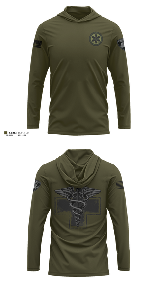 Long Sleeve Performance Shirt with hood, Tactical medic, EMS/EMT, Teamtime, Team time, sublimation, custom sports apparel, team uniforms, spirit wear, spiritwear, sports uniforms, custom shirts, team store, custom team store, fundraiser sports, apparel fundraiser