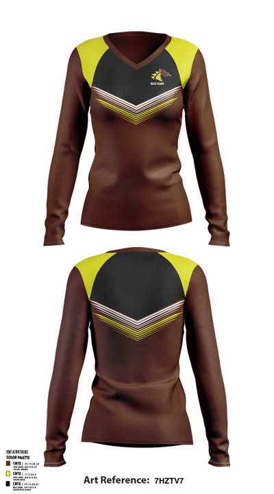 Belle Plaine High School 53594491 Women's Long Sleeve V-neck Shirt - 1