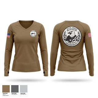 Womens Long Sleeve Vneck Shirt, Team Mustache, Army, Teamtime, Team time, sublimation, custom sports apparel, team uniforms, spirit wear, spiritwear, sports uniforms, custom shirts, team store, custom team store, fundraiser sports, apparel fundraiser
