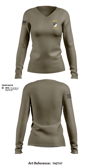 Womens Long Sleeve Vneck Shirt, 1st Area Command, National Guard, Teamtime, Team time, sublimation, custom sports apparel, team uniforms, spirit wear, spiritwear, sports uniforms, custom shirts, team store, custom team store, fundraiser sports, apparel fundraiser