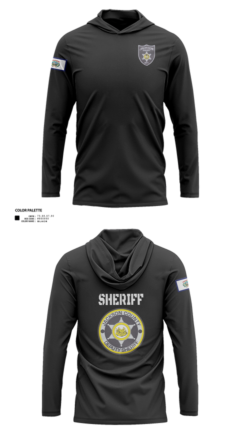 Long Sleeve Performance Shirt with hood, Jackson County SD, Police, Teamtime, Team time, sublimation, custom sports apparel, team uniforms, spirit wear, spiritwear, sports uniforms, custom shirts, team store, custom team store, fundraiser sports, apparel fundraiser