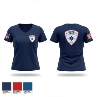 Womens Short Sleeve Vneck Shirt, Miller EMS, EMS/EMT, Teamtime, Team time, sublimation, custom sports apparel, team uniforms, spirit wear, spiritwear, sports uniforms, custom shirts, team store, custom team store, fundraiser sports, apparel fundraiser