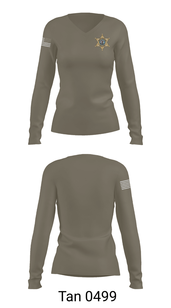 Womens Long Sleeve Vneck Shirt, Matteson, Police, Teamtime, Team time, sublimation, custom sports apparel, team uniforms, spirit wear, spiritwear, sports uniforms, custom shirts, team store, custom team store, fundraiser sports, apparel fundraiser