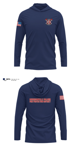 Long Sleeve hooded sunshirt, Morrisonville Palmer Fire Protection District, Fire Department, Teamtime, Team time, sublimation, custom sports apparel, team uniforms, spirit wear, spiritwear, sports uniforms, custom shirts, team store, custom team store, fundraiser sports, apparel fundraiser