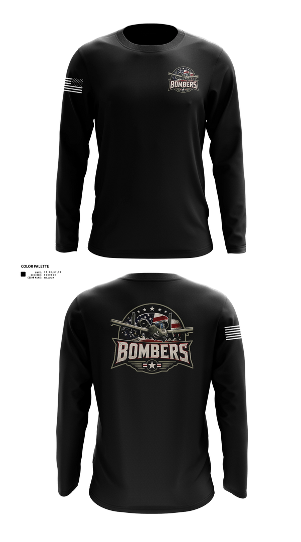Long Sleeve Performance Shirt, Bombers, Baseball, Teamtime, Team time, sublimation, custom sports apparel, team uniforms, spirit wear, spiritwear, sports uniforms, custom shirts, team store, custom team store, fundraiser sports, apparel fundraiser