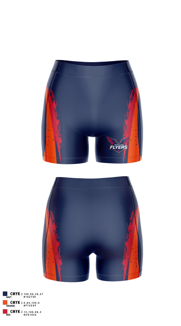 Womens Compression Shorts, Heartland Flyers, Track & Field, Teamtime, Team time, sublimation, custom sports apparel, team uniforms, spirit wear, spiritwear, sports uniforms, custom shirts, team store, custom team store, fundraiser sports, apparel fundraiser