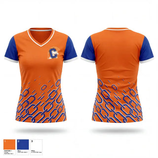 Womens Short Sleeve Vneck Shirt, Carolina Trojans Track & Field, Track & Field, Teamtime, Team time, sublimation, custom sports apparel, team uniforms, spirit wear, spiritwear, sports uniforms, custom shirts, team store, custom team store, fundraiser sports, apparel fundraiser